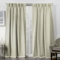 Exclusive Home Sateen Twill Woven Room Darkening Blackout Pinch Pleat/Hidden Tab Top Top Curtain Panel Pair, 84" Length, Linen