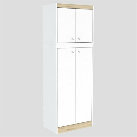 Inval Galley Kitchen 4-Door Storage Cabinet 24"W, White and Vienes Oak