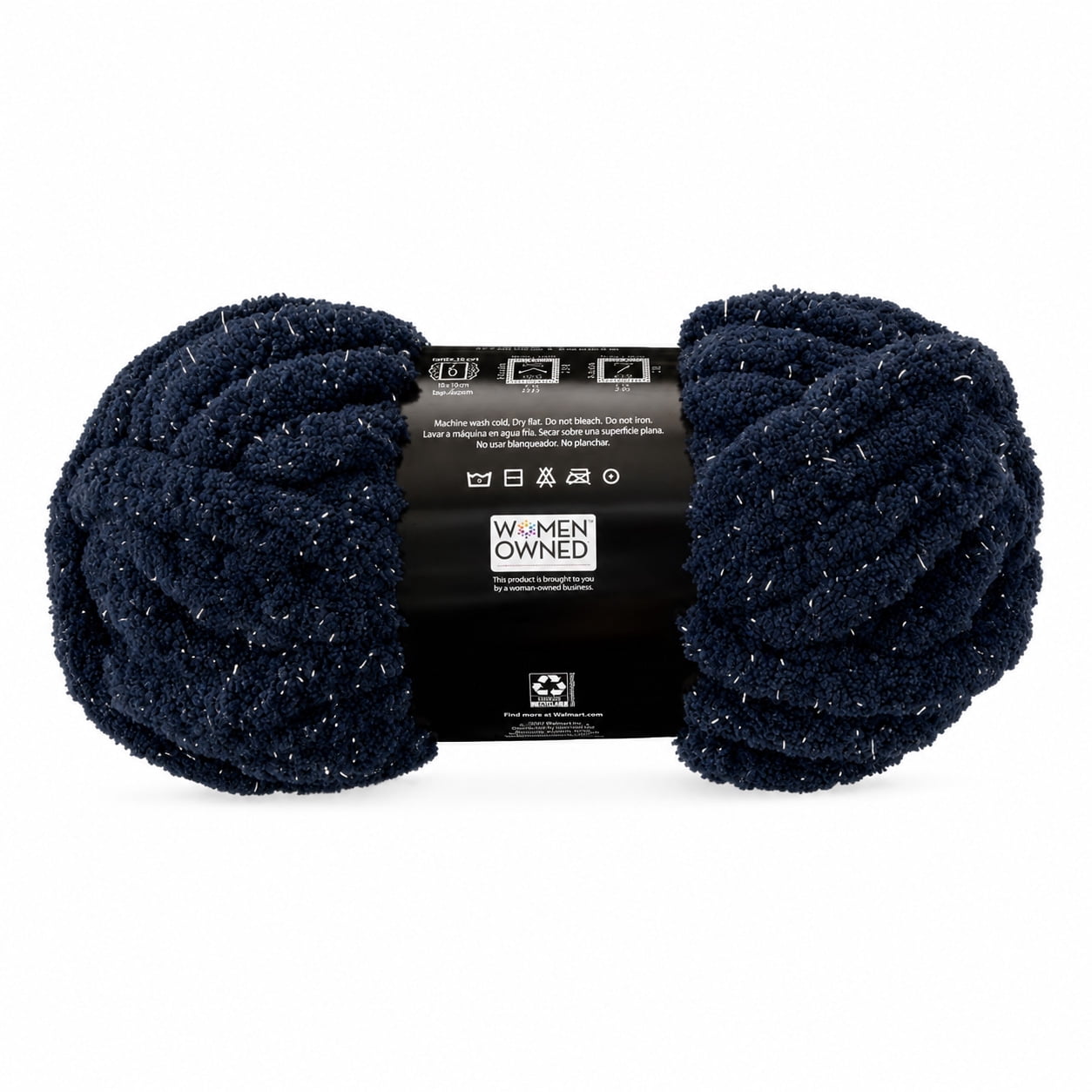 Mainstays Chunky Sparkle Chenille Yarn, 31.7 yd, Blue Cove, 100% Polyester, Super Bulky