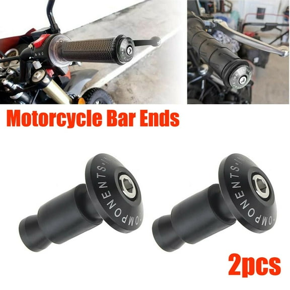 2Pcs Universal Motorbike Bar End Covers CNC Aluminium 22mm Diameter Black