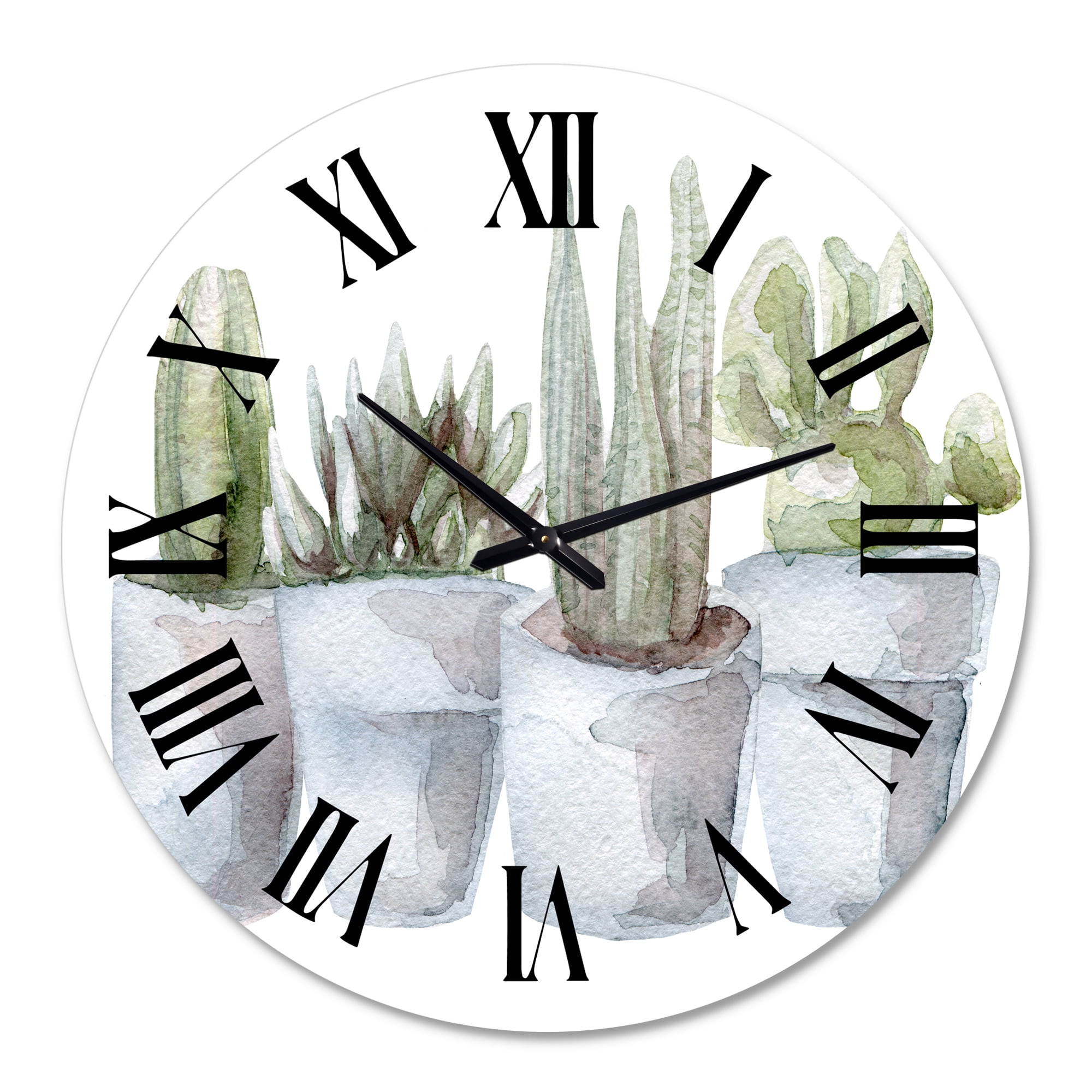 Designart 'Cactus And Succulent House Plants V' Farmhouse Wall Clock