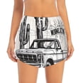 thumbnail image 4 of Lsque Vintage Cactus Pickup Printed Women's Running Shorts with Liner Pockets,Elastic Quick Dry Workout Athletic Gym Yoga Shorts,Womens High Waist Shorts-Small, 4 of 9