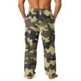 thumbnail image 4 of Domuza Men's Plush Warm Pajama Pants Fluffy Soft Fleece Loose Fit Stretch Waist Pj Pants Fall Winter Camo Straight-Leg Lounge Sleep Pants Camel S, 4 of 6