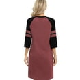 thumbnail image 5 of EFINNY Women's 3/4 Sleeve Nightgowns Contrast Color Nightdress Round Neck Nightshirt Comfy Cotton Sleepshirt S-3XL, 5 of 8
