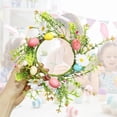 thumbnail image 4 of 1 Pack Easter Egg Candle Ring Wreath, Mini Spring Floral Candle Holder Wreath for Table Centerpieces, Pastel Pip Berry & Daisy Decor for Holiday Home Kitchen Decor, 4 of 5