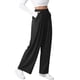 thumbnail image 3 of Pantalones de Traje Anchos para Mujer, Holgados, de Cintura Alta Elástica, Informales, Largos, Negros, Talla XXL, 3 of 7