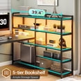 thumbnail image 6 of U Shaped Computer Desk with 3 Fabric Drawers and 5-tier Storage Shelves, Home Office Desk with LED Lights, 6 of 6