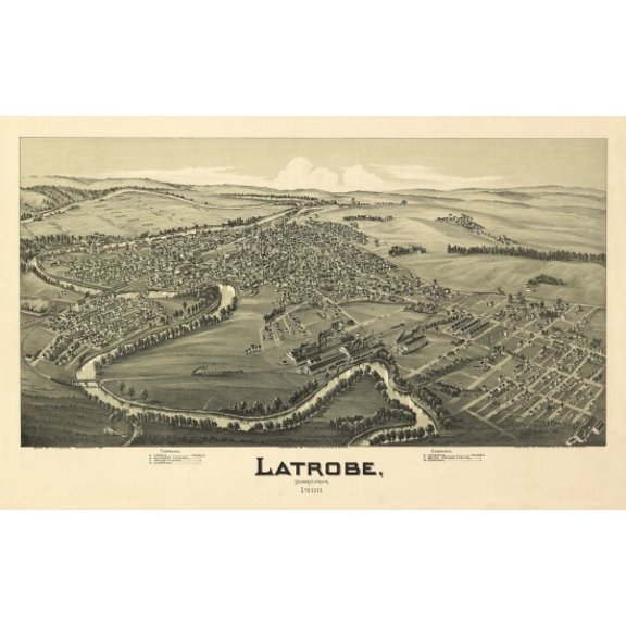Antique Map of Latrobe Pennsylvania 1900 Westmoreland County Canvas Art -  (18 x 24)