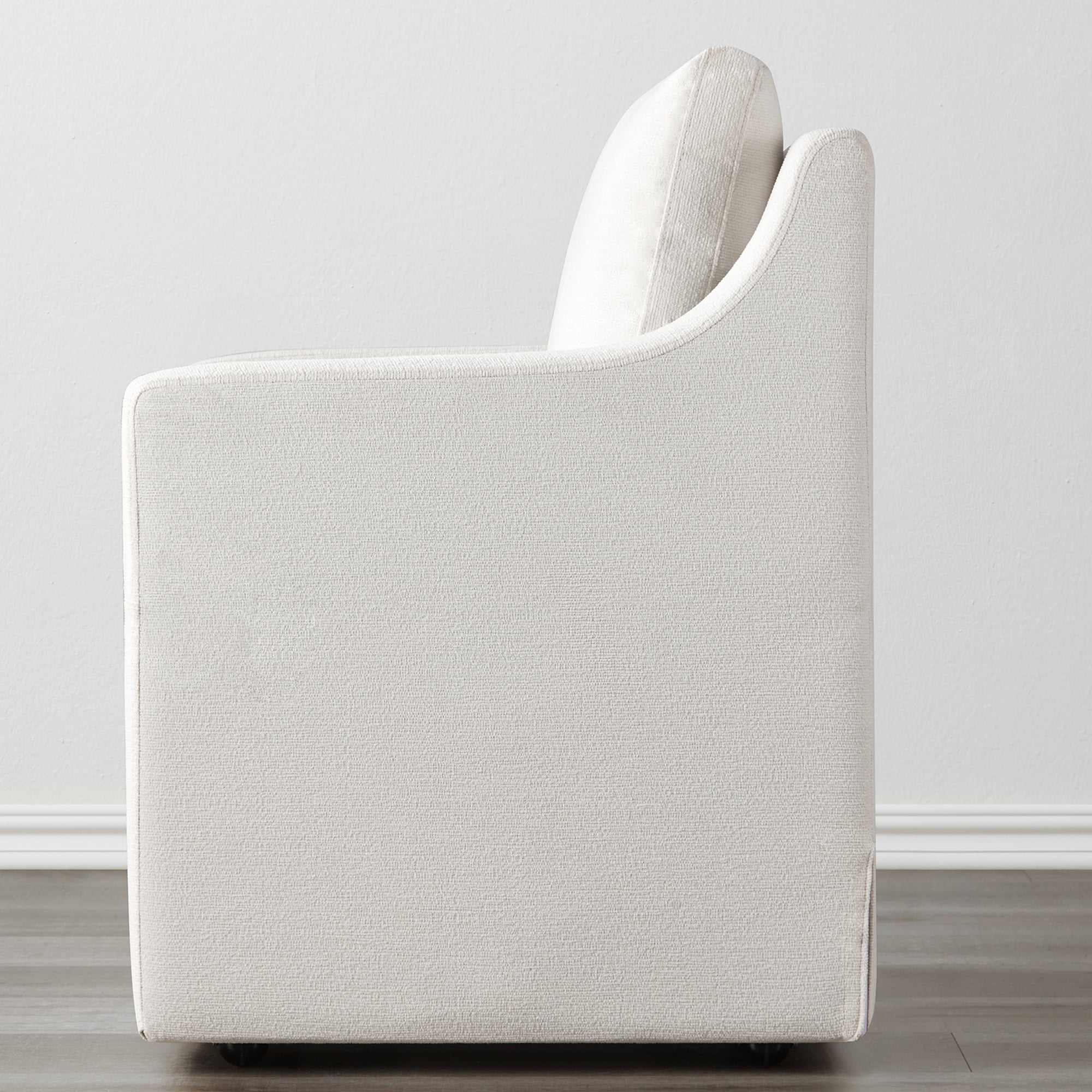 Spruce & Spring Upholstered Dining Chair with Hidden Casters, Removable Slipcover and Under-Seat Storage, Single, Ivory