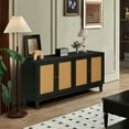 thumbnail image 2 of Sideboard Cabinet, Buffet Cabinet with Storage and 4 Rattan Doors, Built-in Adjustable Shelves, Rattan Storage Cabinet Cupboard Console Table for Living Room, Kitchen, Hallway, Entryway, Dark Grey, 2 of 8