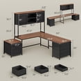 thumbnail image 3 of Farmhouse L Shaped Computer Desk with 6 Drawers and Hutch, Reversible Home Office Desk, Corner Office Desk, 3 of 7