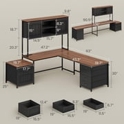 Farmhouse L Shaped Computer Desk with 6 Drawers and Hutch, Reversible Home Office Desk, Corner Office Desk