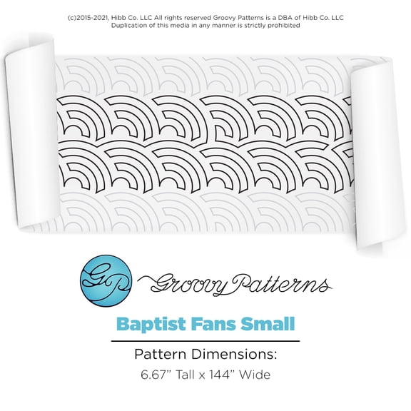 Groovy Patterns Longarm Quilting Pantograph - Small Baptist Fans Design