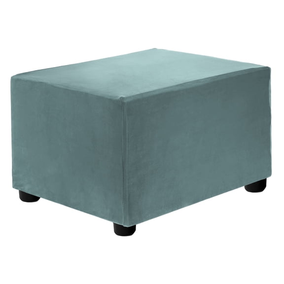 Stretch Ottoman Cover Rectangular Square Ottoman Slipcover with Elastic for Foot Stool Living Room Bedroom Fit Length 50-76cm / 19.69"-29.92", S-Large, Blue Gray