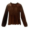 thumbnail image 5 of WCJM Women's Button Down Shirts Women's Long Sleeve Velvet Trim Lace Blouse Elegant Flared Swing Tops Round Neck Blouse Casual Wear, 5 of 5