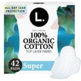 thumbnail image 2 of (4 pack) L. Ultra Thin Pads, Organic Cotton Top Layer, Super, 42 count, 2 of 12
