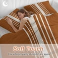 thumbnail image 5 of Burnt Orange Beige Striped Bedding 3 Piece Duvet Cover Set Twin Size, Modern Farmhouse Retro Lines Soft Microfiber Comforter Cover with Zipper Closure & Pillowcases, FadeResistant Quilt Cover, 5 of 9