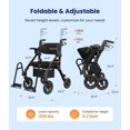 thumbnail image 5 of VOCIC Black 4-Wheel Rollator Walker with Foldable Seat & Wheels, Transport Chair & Brakes, 300 lb Limit, 5 of 9