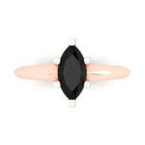 1 ctw Solitaire Anniversary Ring for Women | Marquise Cut Natural Onyx | Hyperallergenic Solid 18K Rose Gold
