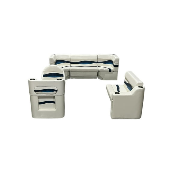 Horizon Manufacturing Elite Pontoon Furniture Set 11 PC Elite 002 White/Navy/Blue