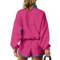 thumbnail image 4 of YOIAVAIOY Tennis sets Women Button Collar Pullover Sweat Shorts 2 Piece Athletic Baseball Outfits Travel Airport Set Resort Matching Wear Hot Pink L, 4 of 9
