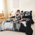 thumbnail image 4 of Homewish Gray Geometric 7-Piece Twin Bedding,Abstract Modern Bedding Comforter Set,Black Reversible, 4 of 8