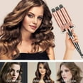 thumbnail image 4 of BreaDeep 3 Barrel Hair Curling Iron Wand,Ceramic Tourmaline Triple Barrels, Dual Voltage Hair Crimper Temperature Adjustable 25mm Hair Crimper,Hair Waving Styling Tools for Women & Girls (Rose Gold), 4 of 7