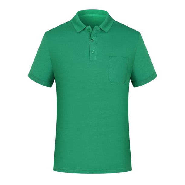 Camisa de manga corta con cuello y bolsillo para hombre - Mezcla de poliéster, polo de golf transpirable, tallas M-XXXXL