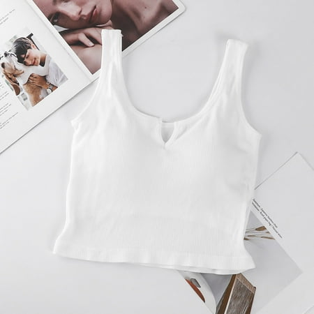 

DENGDENG Womens Sexy Padded Bra Wirefree Seamless Bralette Sports Fixed Cup Wireless Bra for Women