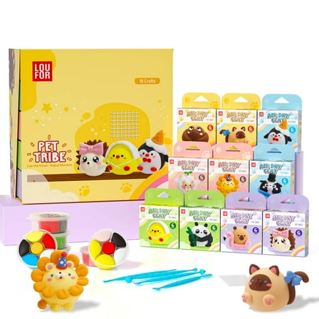 Air Dry Clay Kit - Modeling Clay for Kids 10 Boxes mit Sculpting Tools und Tutorials, Ultra Light & Soft, Safe & Non-Toxic, DIY Model Magic Clay,Creative Crafts Toys Gifts for Girls Boys 3  Years Old