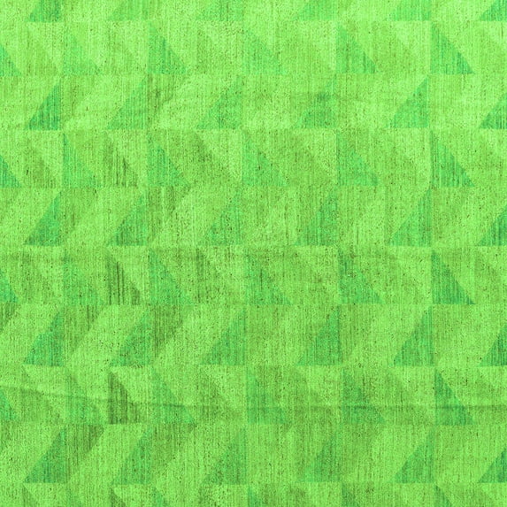 Ahgly Company Indoor Square Oriental Green Modern Area Rugs, 7' Square