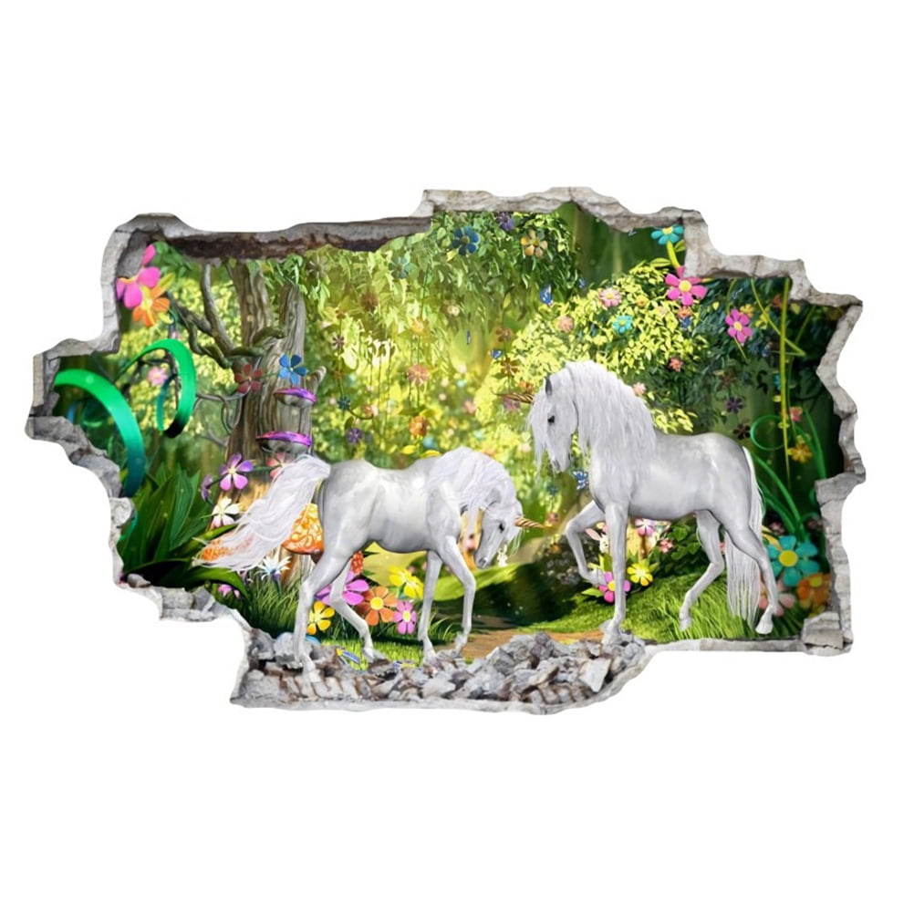 1PC 3D Unicorn Wall Sticker Creative Wallpaper Unique Wall Decal ...