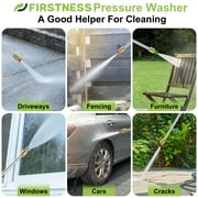 Firstness Electric Pressure Washer, Power Washer w/ 26 ft Hose, 4 Quick Connect Nozzles, High Pressure Cleaning Machine with Foam Cannon, Portable to Clean Patios, Cars, Fences, Driveways