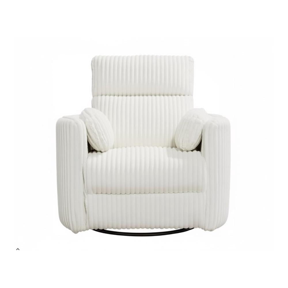 Pemberly Row Modern Chenille Fabric Swivel Glider Recliner in Ivory