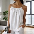 thumbnail image 2 of Miluxas Women's Solid Spaghetti Strap Cami Top Textured Ruched Casual Loose Fit Sleeveless Tank Tops White, 2 of 8