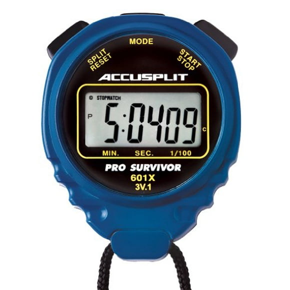 ACCUSPLIT Pro Survivor - A601X Chronomètre, Horloge, Affichage Extra Large (Bleu)