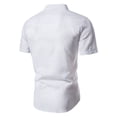 thumbnail image 6 of Men's & Big Short Sleeve Linen Henley Shirts Casual Band Collar Button Down Dress Shirt Summer Beach Wear with Pocket Size M-5XL White, 6 of 6