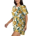 thumbnail image 2 of Bingfone Yellow Tulips Print Pajamas Sets for Women Soft Short-Sleeved Pjs with Lounge Shorts Two Piece Sleepwear, 2 of 8