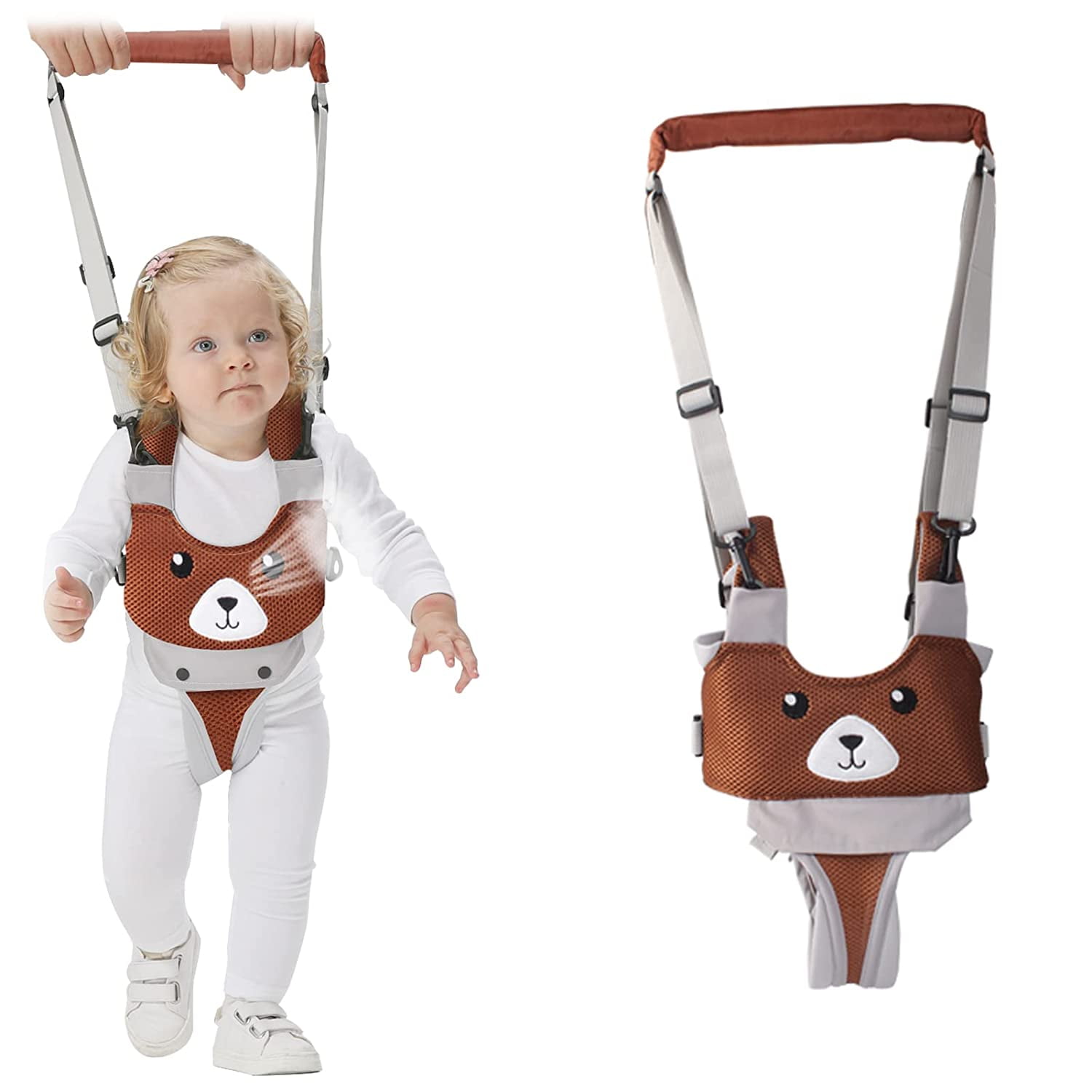 Baby Walking Harness Breathable Handheld Kids Toddler Helper Assistant Adjustable Infant Walker Help Baby Walk Stand Up Child Learning Belt for 8-24 Month Old Babies Activity (Brown)