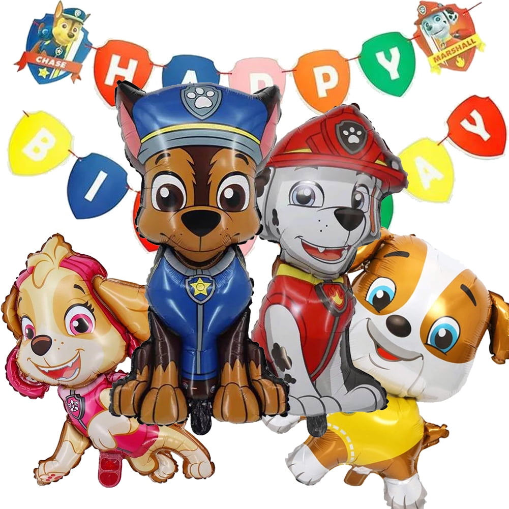 6 PCS Dog Birthday Party Balloons, Foil, Marshall Theme, Happy Birthday, 6 Pieces