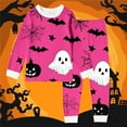 thumbnail image 2 of Gelikeya Toddler Halloween Pajamas Kids Boys Girls Cotton Pjs Casual Wear Sleepwear Loungewear Outfits (Hot Pink, 2-3 Years), 2 of 4
