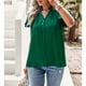 thumbnail image 3 of Blusa de manga con volantes y cuello en V para mujer Camisa elegante y fluida con adornos de volantes Tops casuales lindos de verano Verde S, 3 of 8