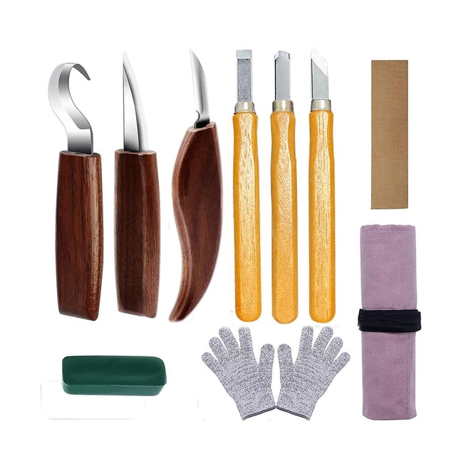 Matsuzay Juego de herramientas de talla de 10 en 1, cuchillo de talla de de mano cómodo, herramienta de mano de corte de DIY, Jardín y Patio Matsuzay HA013952-00