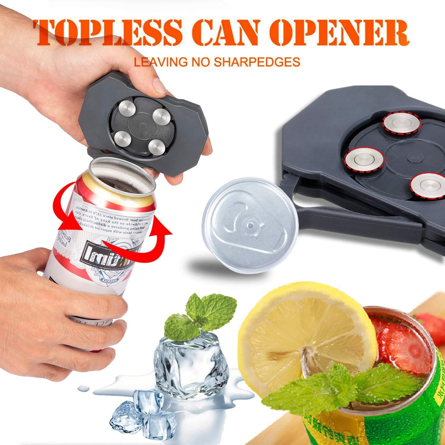 Beer Can Opener, Soda Can Opener, Manual Can Openers Beer Can Opener That  Cuts Open The Top, Portable Can Opener Suitable for Home Kitchen Bar Tools  (Black) 