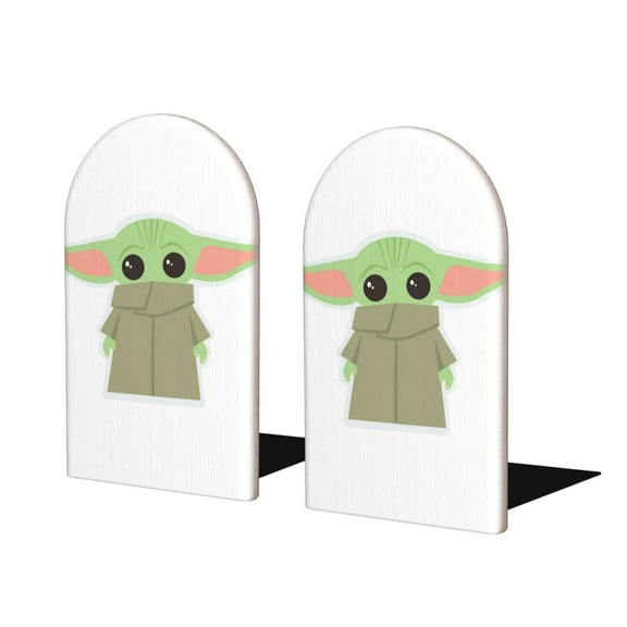 Bookends, Mandalorian Baby Yoda Creative Decorative Wooden Bookend For Shelves Books Holder For Desk Office Library Book Ends 2 Pieces