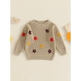 thumbnail image 4 of Gupgi Chandails pour Bébés et Tout-Petites Filles, Manches Longues, Col Ras du Cou, Fleur, Tricot Chaud d'Hiver, Chandail, 4 of 9