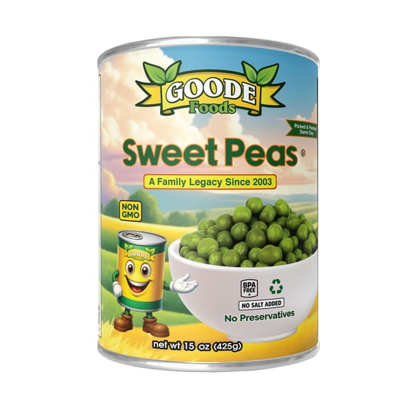 Goode Foods Canned Sweet Peas, 15 oz Can