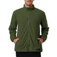 thumbnail image 1 of Chaqueta de forro polar con cremallera completa para hombre, manga larga, cuello alto suave, abrigo de invierno para exteriores con bolsillos Verde L, 1 of 5