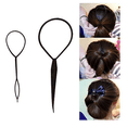 thumbnail image 3 of Paquete de 2 herramientas de trenzado de cola de caballo de plástico, accesorio para peinar el cabello con lazo para mujeres y niñas (grande + pequeño) Rojo Verde, 3 of 5