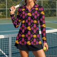 thumbnail image 3 of Jeiento Halloween Spider Pumpkin Women's Golf Shirts, Long Sleeve Athletic Tops for Outdoor Travel, Gym, Daily Workout, 3 of 7
